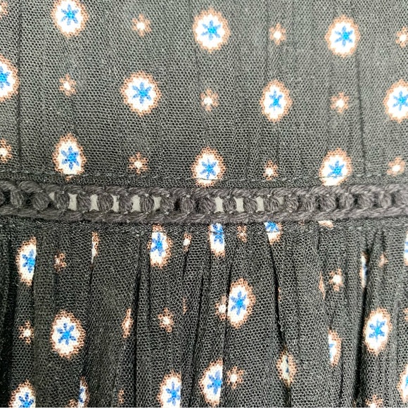 CASLON Womens Peasant Blouse Plus Size S Crochet Lace Inserts Black White Blue - Picture 6 of 8